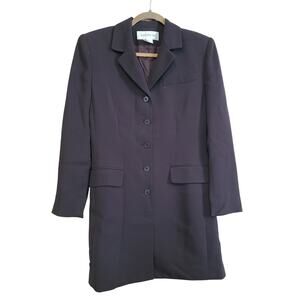 VTG Jones New York Deep Brown Overcoat Womens Corpcore Size 4 Cleangirl Blazer